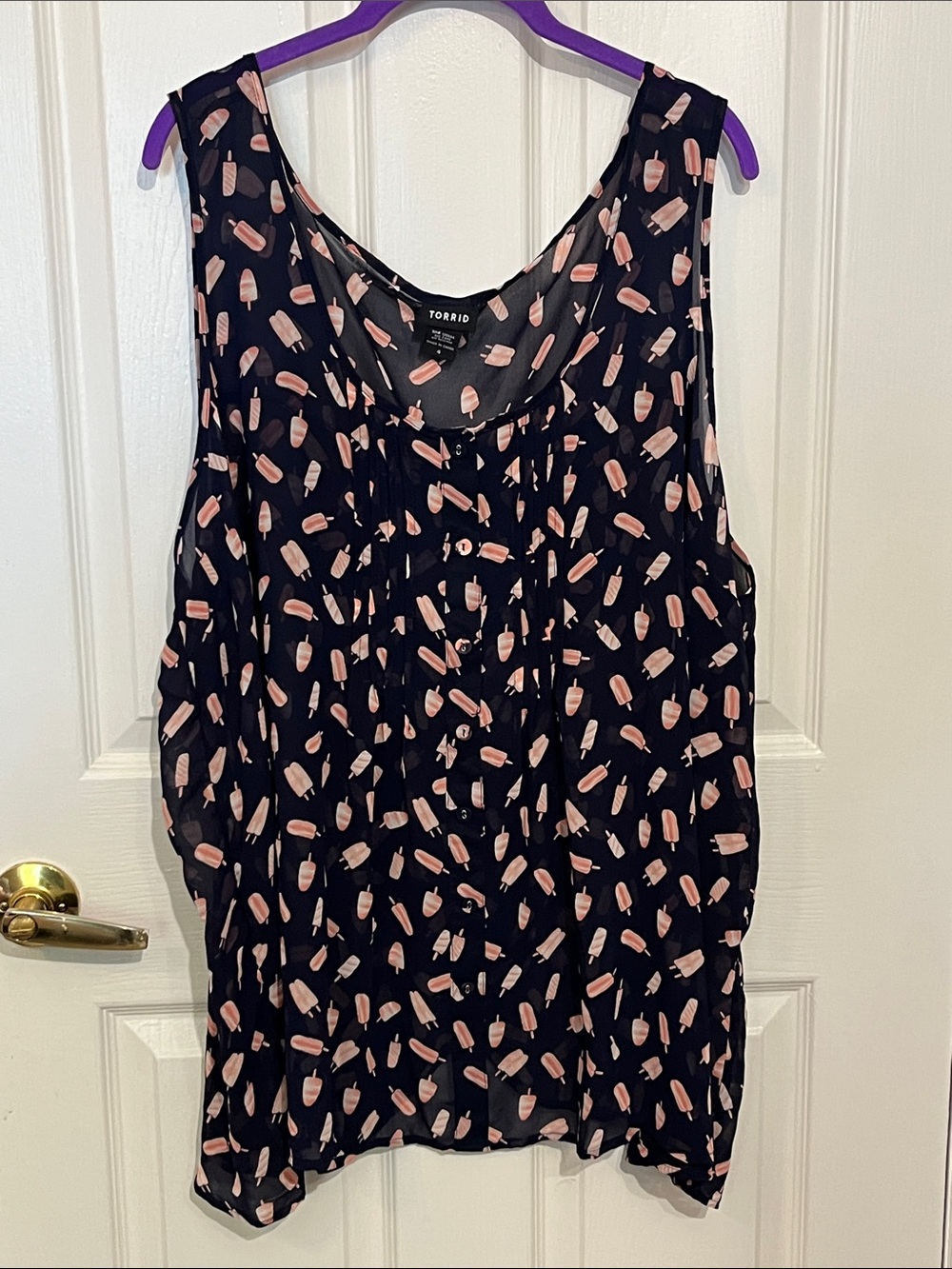 torrid Navy Sleeveless Tank with Pink Popsicle Print